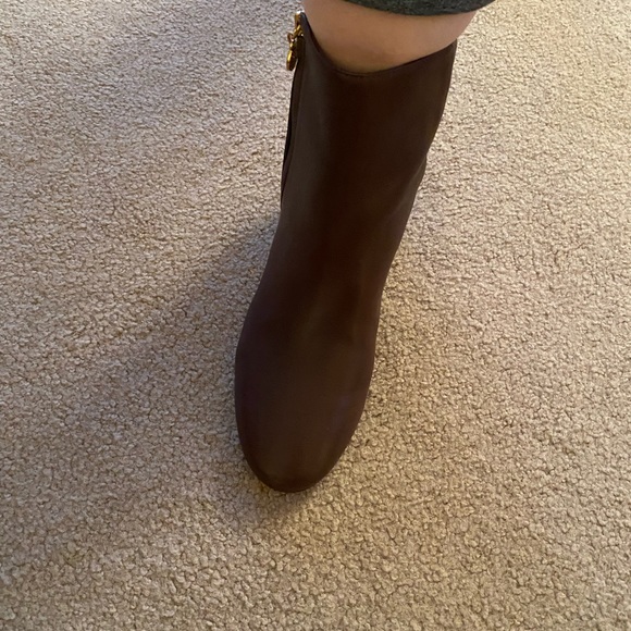Womens Tory Burch chocolate brown leather booties - Picture 7 of 11